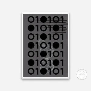 0101 Computer Science Poster PRINTABLE WALL ART, Abstract Geometric Wall Art, Futuristic Decor, Gray Black And White Prints, Avant Garde, Coder Gift