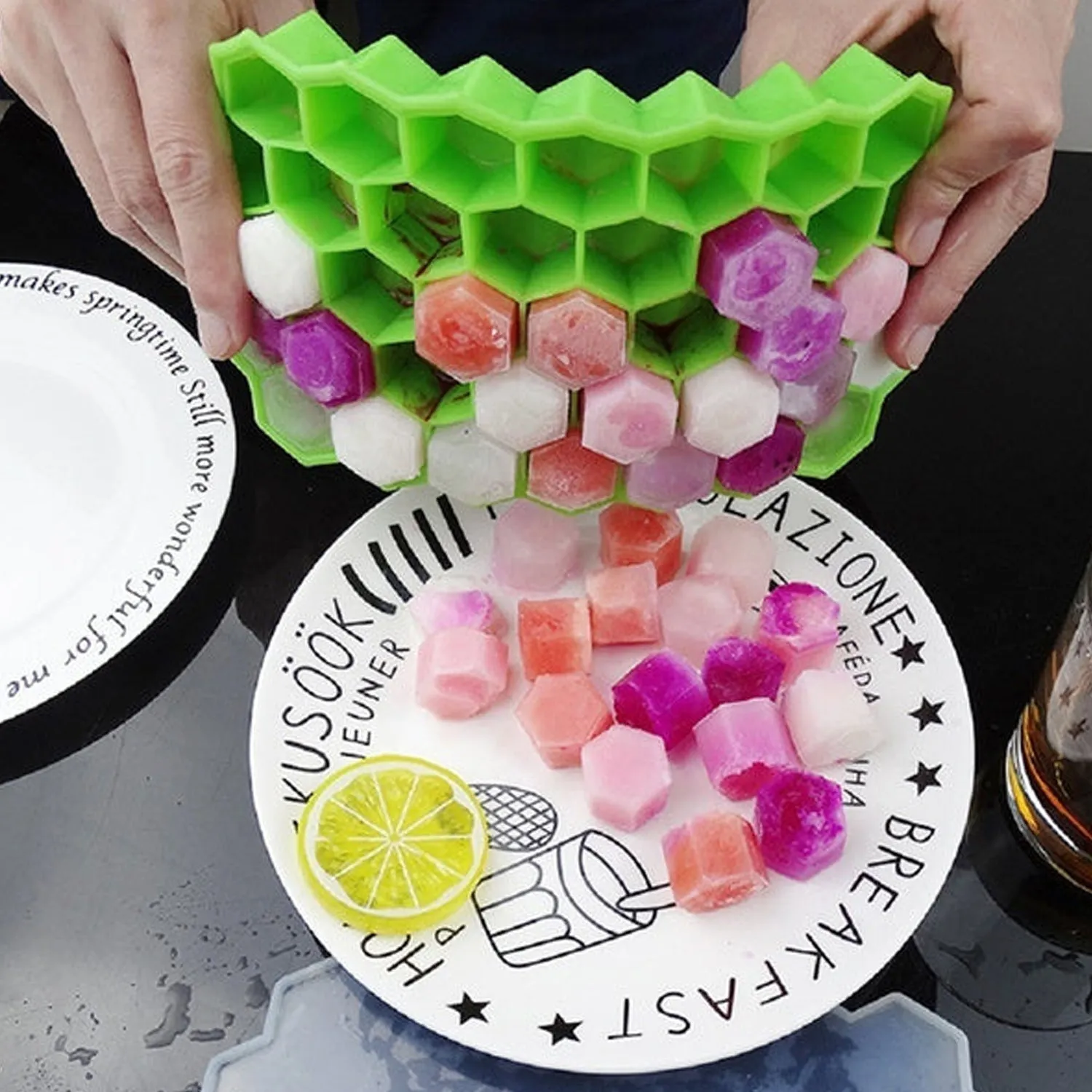 1138A  Silicone Ice Cube Trays 32 Cavity Per Ice Tray [Multi color]