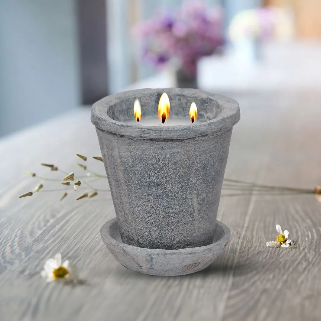 12 Oz Candle - Cement Pot - 3 Wicks - Outdoor - Indoor - Modern Design - Gift