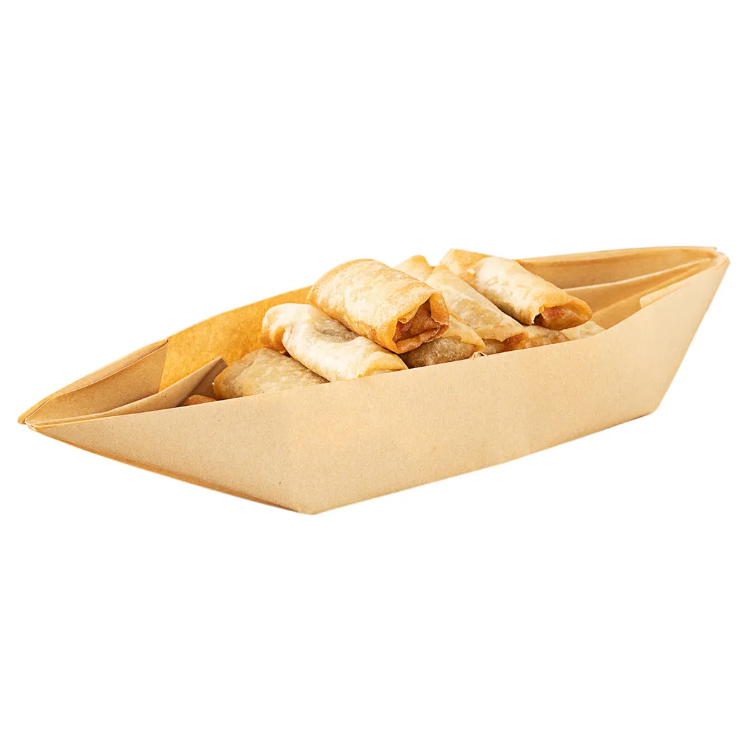 12 oz Kraft Paper Handmade Origami Boat - Greaseproof - 13 1/2" x 4" x 1 1/2" - 100 count box