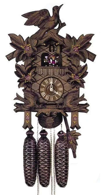 17" Moving Birds and Hand Painted Flowers 8 Day Musical Cuckoo Clock