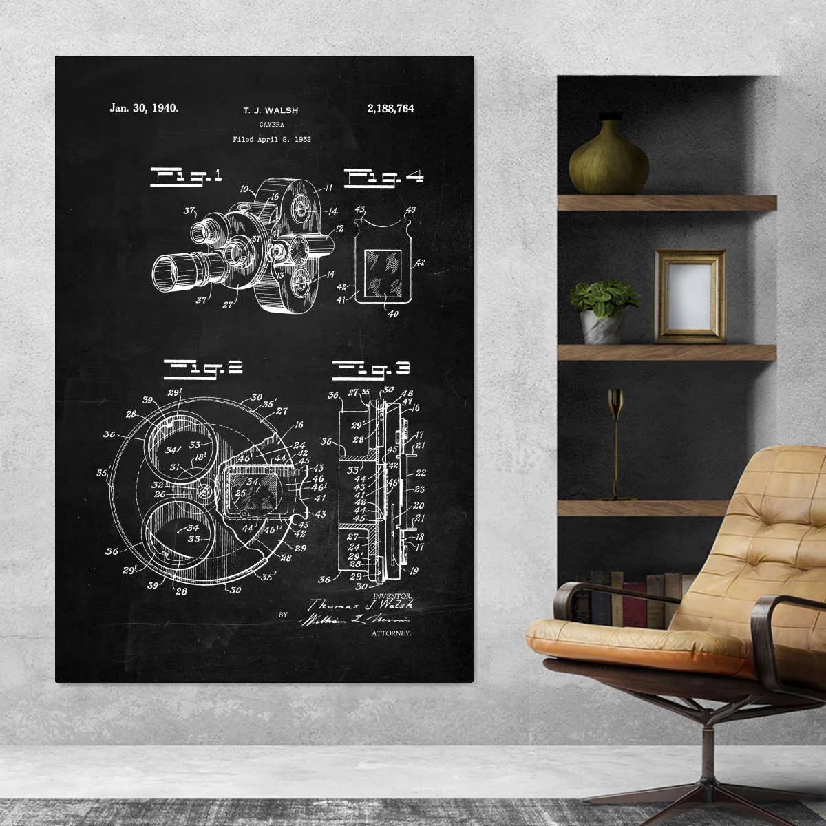 1938 Camera Patent Wall Art