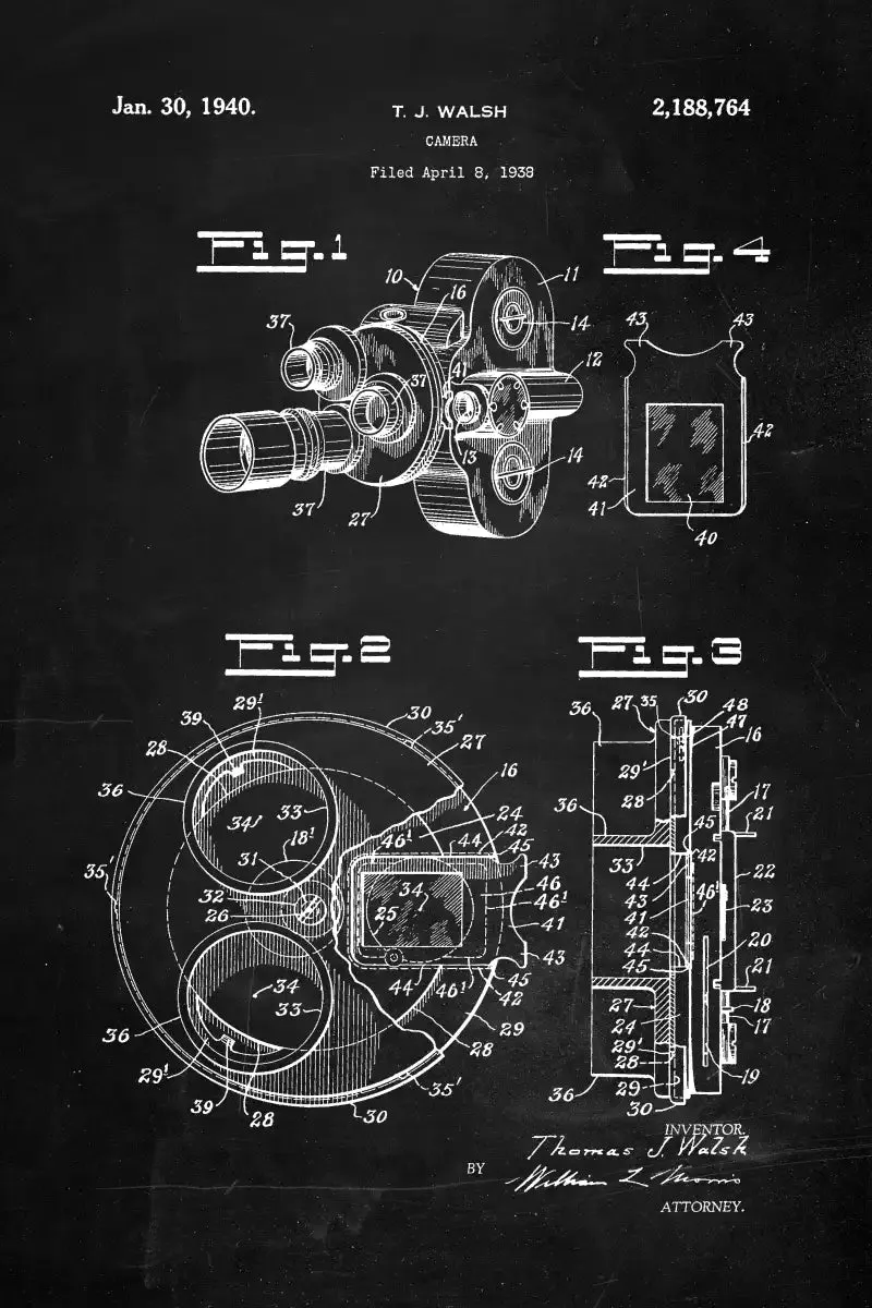 1938 Camera Patent Wall Art