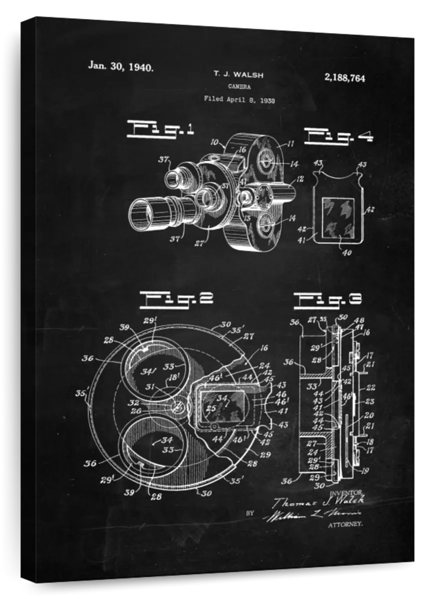 1938 Camera Patent Wall Art