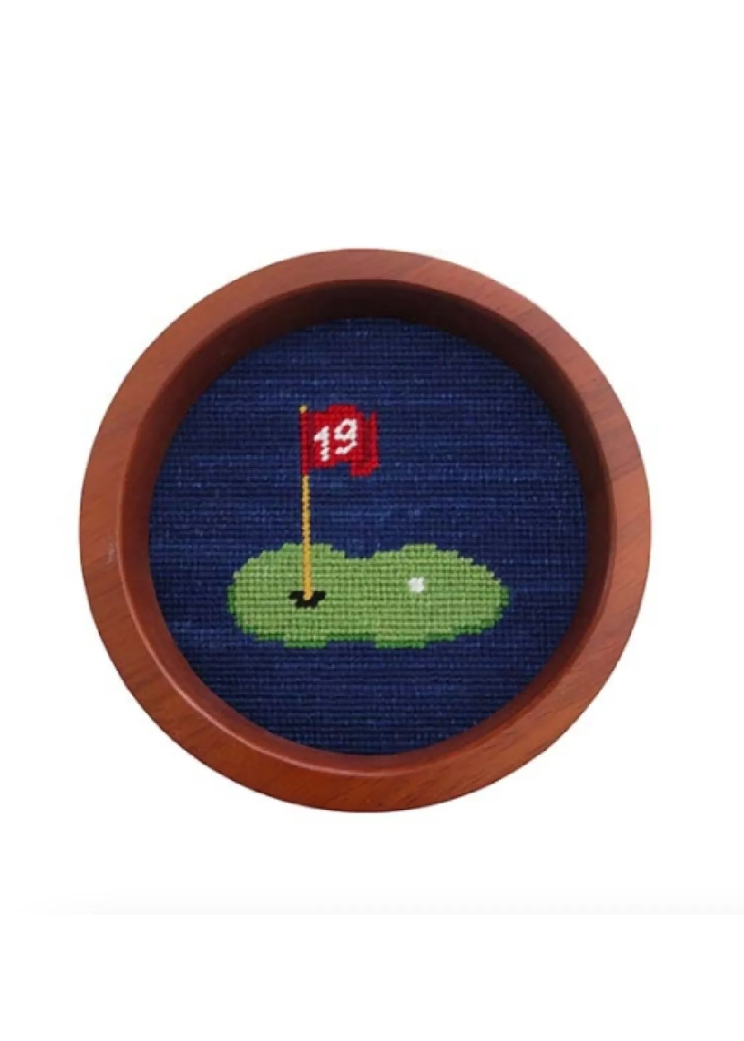 19TH HOLE NEEDLEPOINT WINE BOTTLE COASTER