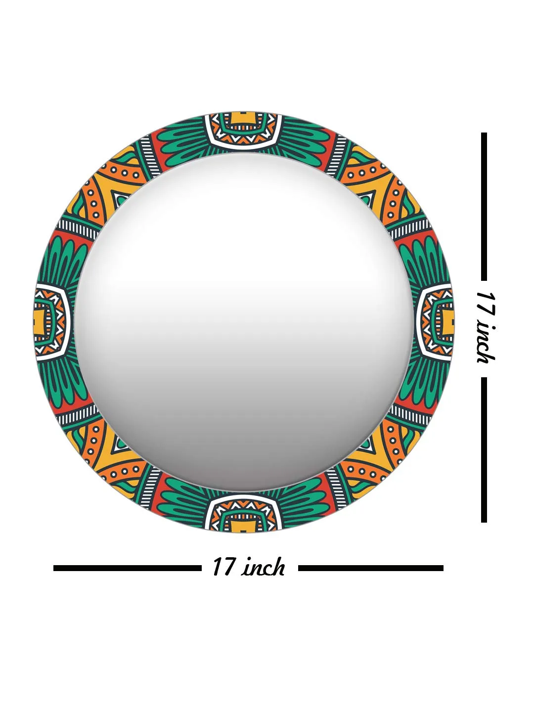 999STORE Printed Bathroom Round Mirror Wall Mirrors for Bedroom Green Leaves Pattern Round Mirror (MDF_17X17 Inch_Multi) MirrorRSZ1036