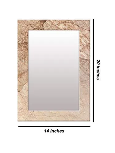 999STORE Printed Mirror face Mirror Bathroom Mirror Brown Marvel washroom Bathroom Small Mirror for Wall (MDF_14X20 Inches) MirrorSMP89