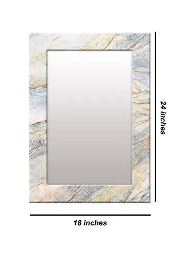 999STORE Printed Wall Mirror for Bathroom Bath Room Mirror White Marvel washroom Bathroom Mirror (MDF_18X24 Inches) MirrorBRP310