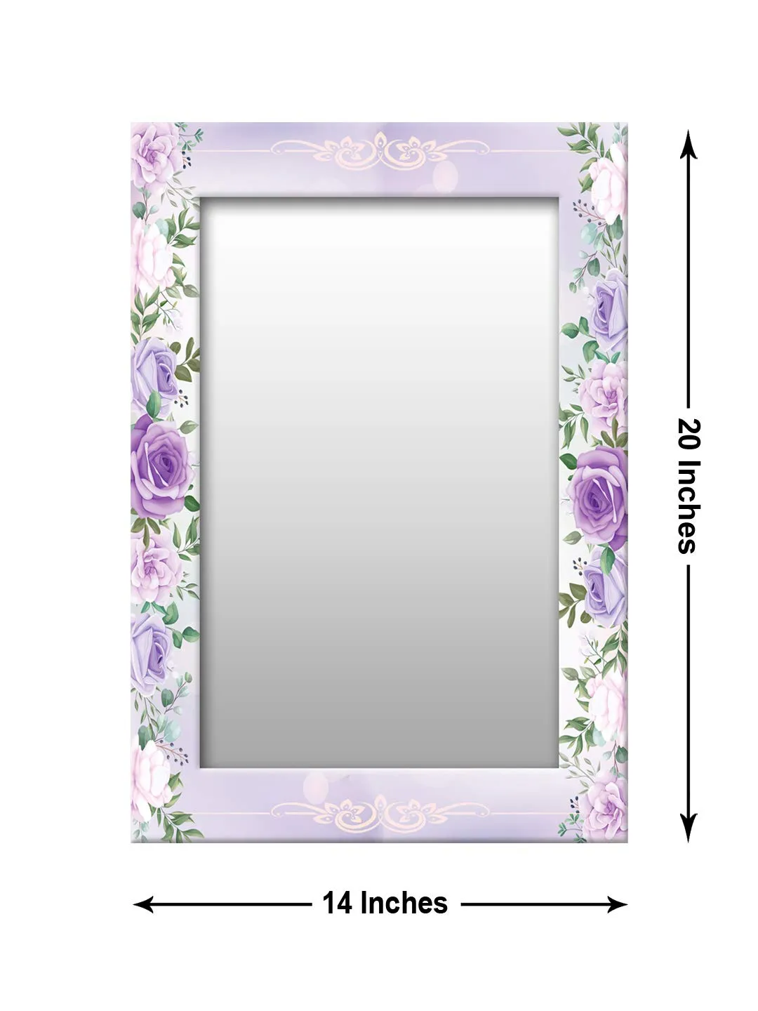 999STORE Printed Wall Mirror for Bedroom Mirror Bathroom Mirror Rose with Tree washroom Bathroom Mirror (MDF_14X20 Inches) MirrorSMP391