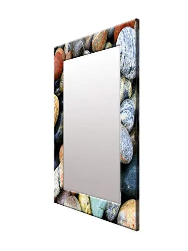 999STORE Printed wash Basin Mirror washroom Decoration Items Multi Stone Rustic washroom Bathroom Mirror (MDF_18X24 Inches) MirrorBRP157