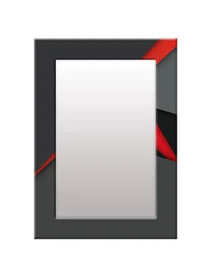 999STORE Printed washbasin Mirror Wall Bathroom Mirror for Wall Black and red washroom Bathroom Mirror (MDF_18X24 Inches) MirrorBRP334