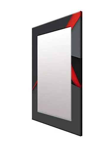 999STORE Printed washbasin Mirror Wall Bathroom Mirror for Wall Black and red washroom Bathroom Mirror (MDF_18X24 Inches) MirrorBRP334