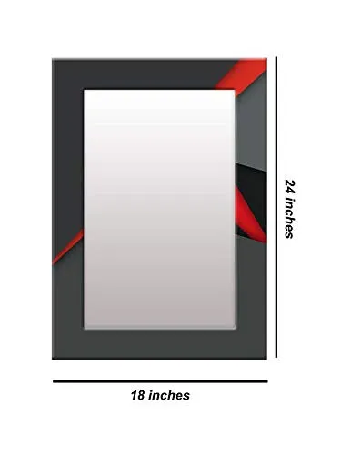 999STORE Printed washbasin Mirror Wall Bathroom Mirror for Wall Black and red washroom Bathroom Mirror (MDF_18X24 Inches) MirrorBRP334