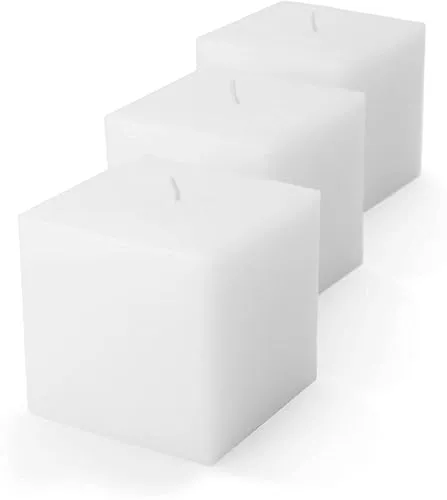 AD ART CREATIONS A Grade Perafin Wax, Cute White Square Pillar Candles for Home, Wedding & Party, Dinner Table, Halloween,Christmas 4 x 4 Inch Unscented Pack of 3