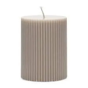 AD Art Creations A Grade Perafin Wax Round Pillar Big Gear Ribbed Candle Long Burning Time & Smokeless Unscented White 2.5 X 3 Inches for Home Décor Pack of 6