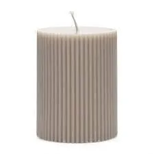 AD Art Creations A Grade Perafin Wax Round Pillar Big Gear Ribbed Candle Long Burning Time & Smokeless Unscented White 2.5 X 3 Inches for Home Décor Pack of 6