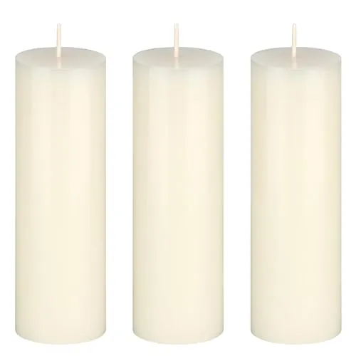 AD Art Creations A Grade Perafin Wax Round Pillar Candle Long Burning Time & Smokeless Unscented White 6 X 3.5 Inches for Home Décor Pack of 3