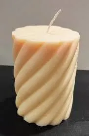 AD Art Creations A Grade Perafin Wax Round Pillar Spiral Gear Ribbed Candle Long Burning Time & Smokeless Unscented White 2.5 X 3 Inches for Home Décor Pack of 6