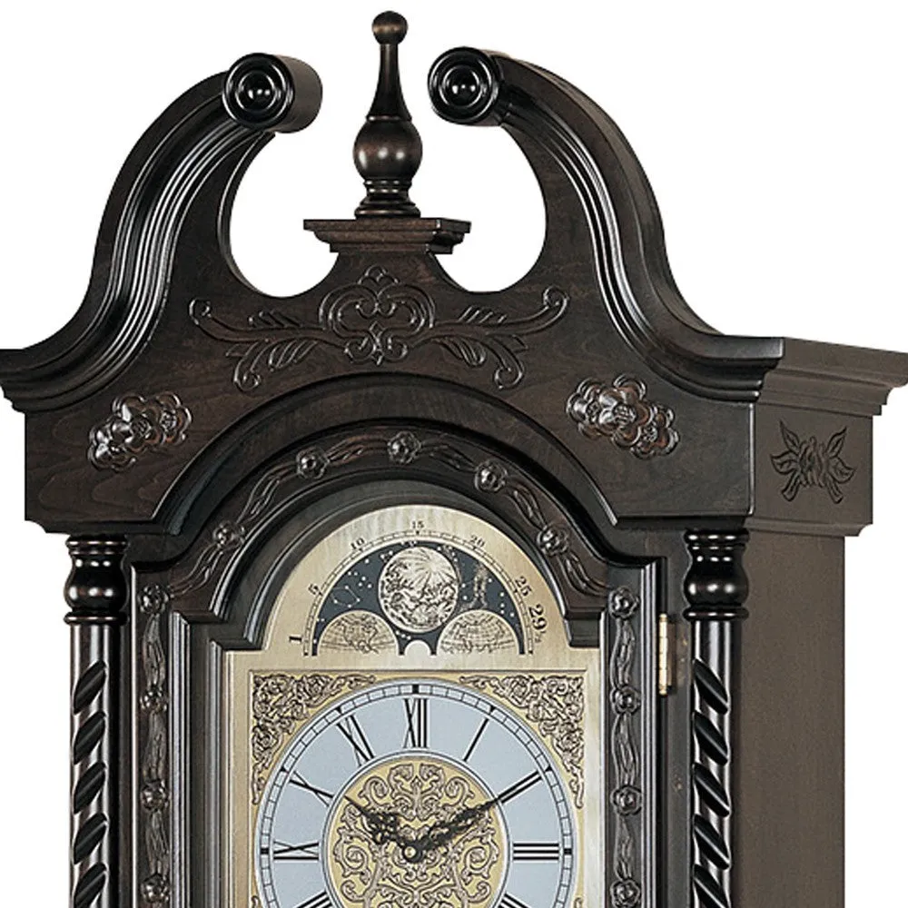 Aesthetically Charmed Wooden Grandfather Clock, Brown By Casagear Home