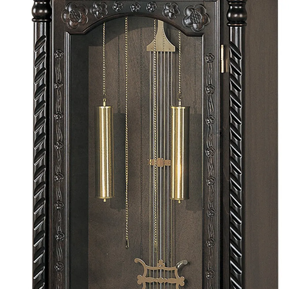 Aesthetically Charmed Wooden Grandfather Clock, Brown By Casagear Home