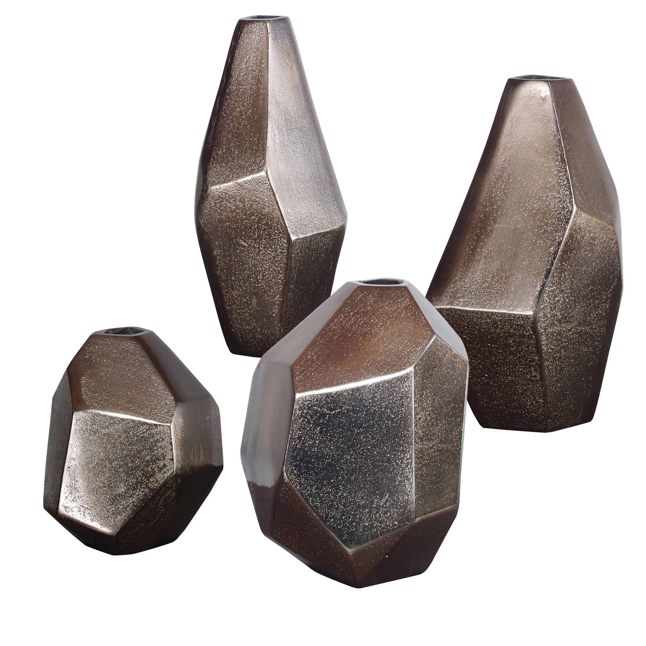 Amna Matte Nickel Vases Set/4