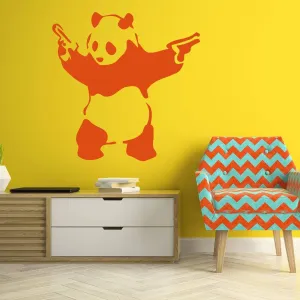 Artistic Urban Bear with Gun Wall Decal - Modern Interior Design Element