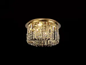 Ashby Small/Medium/Large Led Flush Ceiling Lights, 5 Light E14, Gold & Crystal/Polished Chrome & Crystal IP20