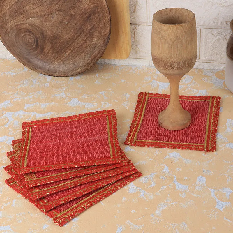 Bamboo Coasters | Square | Red | Set of 6