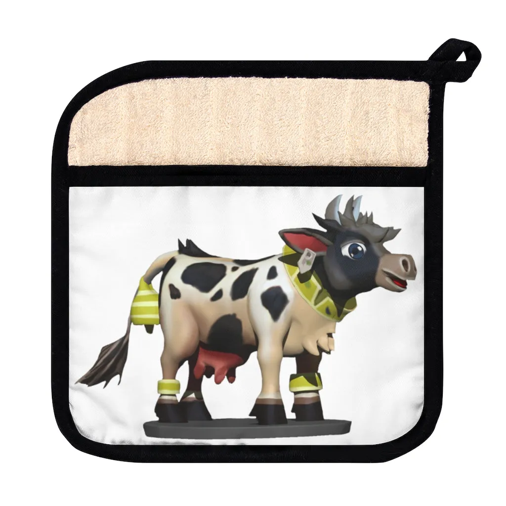 Black Cow Pot Holder with Pocket