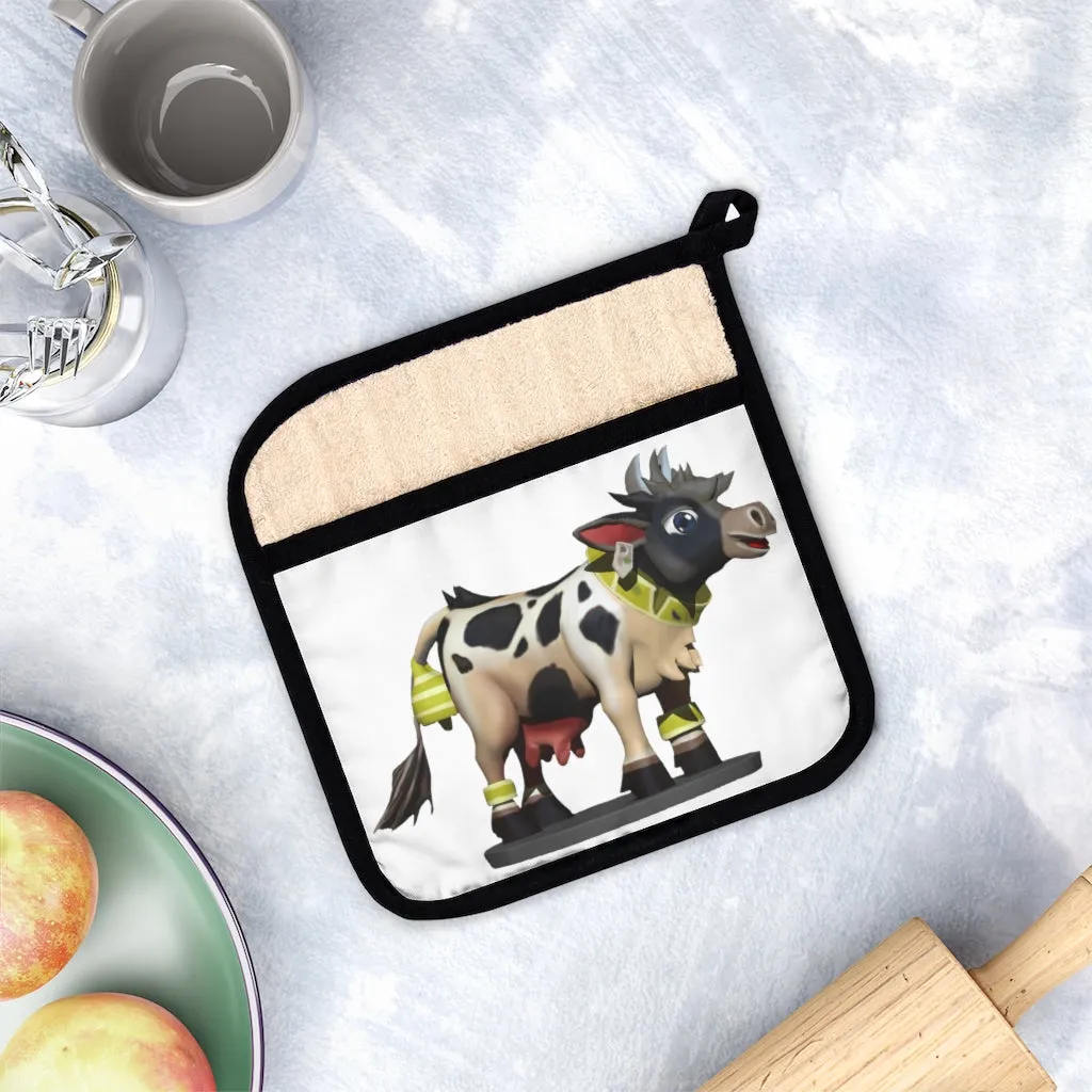 Black Cow Pot Holder with Pocket