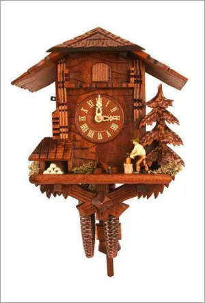 Black Forest 1 day Chalet Style German Cuckoo Clock with Woodchopper