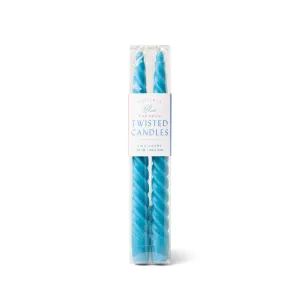 BLUE TWISTED BOXED TAPER CANDLES