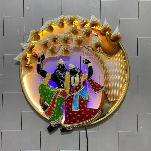 BPE Rajasthani Metal Radha Krishna on Swing Wall Art, Wall Décor, Wall Sculptures | Decorative Wall Art (Multi Colored, 22X3X20 inch)