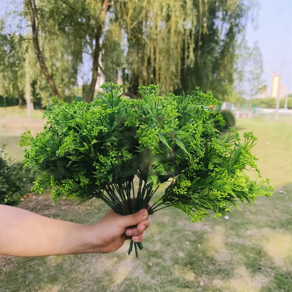 Bulk 8Pcs Artificial Plants Babys Breath UV Resistant Gypsophila Shrubs for Hanging Planters Window Box Front Porch Indoor Outside Decorations Wholesale