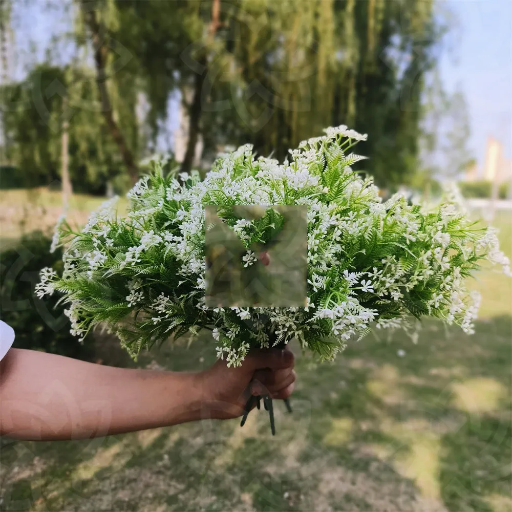 Bulk 8Pcs Artificial Plants Babys Breath UV Resistant Gypsophila Shrubs for Hanging Planters Window Box Front Porch Indoor Outside Decorations Wholesale