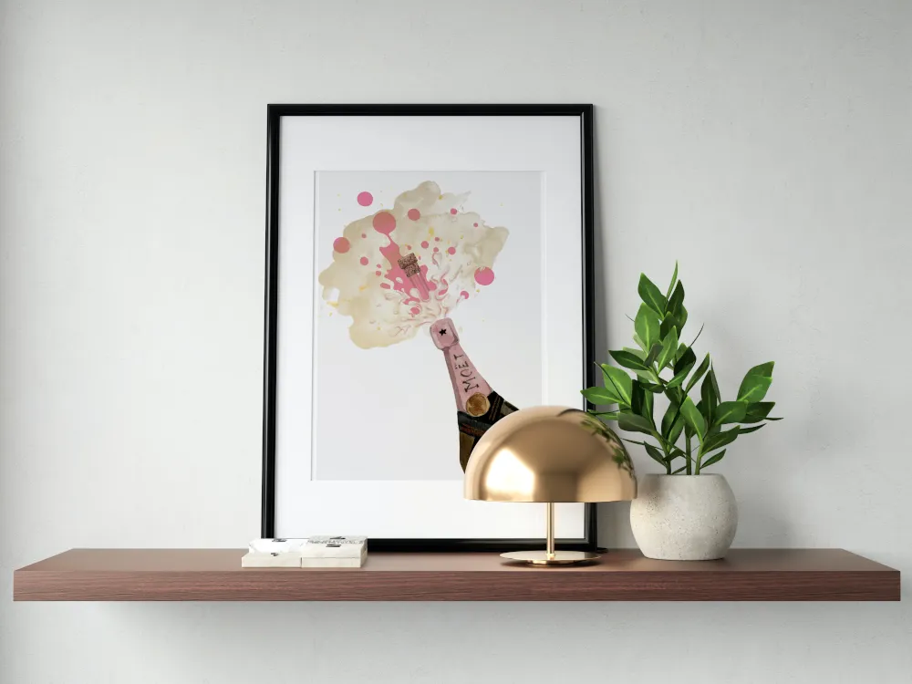 Champagne Illustration Poster PRINTABLE ART, Luxury Wall Art, Glam Decor, Champagne Wall Art, Fashion Wall Art, Champagne Artwork