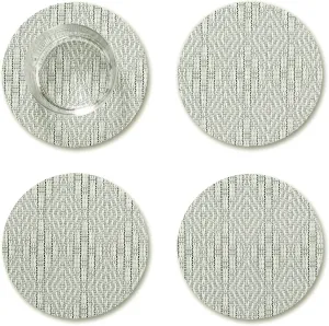 Chilewich Boxwood Geometric Lace Weave Coasters - Abalone – Set of 4