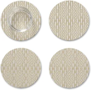 Chilewich Boxwood Geometric-Lace-Weave-Coasters - Wheat – Set of 4