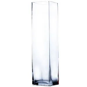 Clear Block Glass Vase 4" x 18"