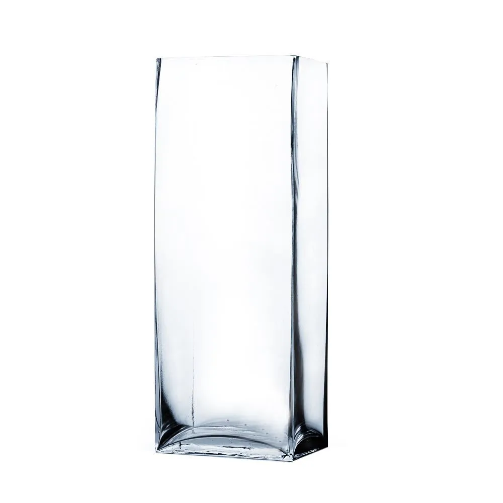 Clear Rectangle Block Glass Vase 6" x 4" x 16"