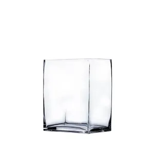 Clear Rectangle Block Glass Vase 6" x 4" x 8"