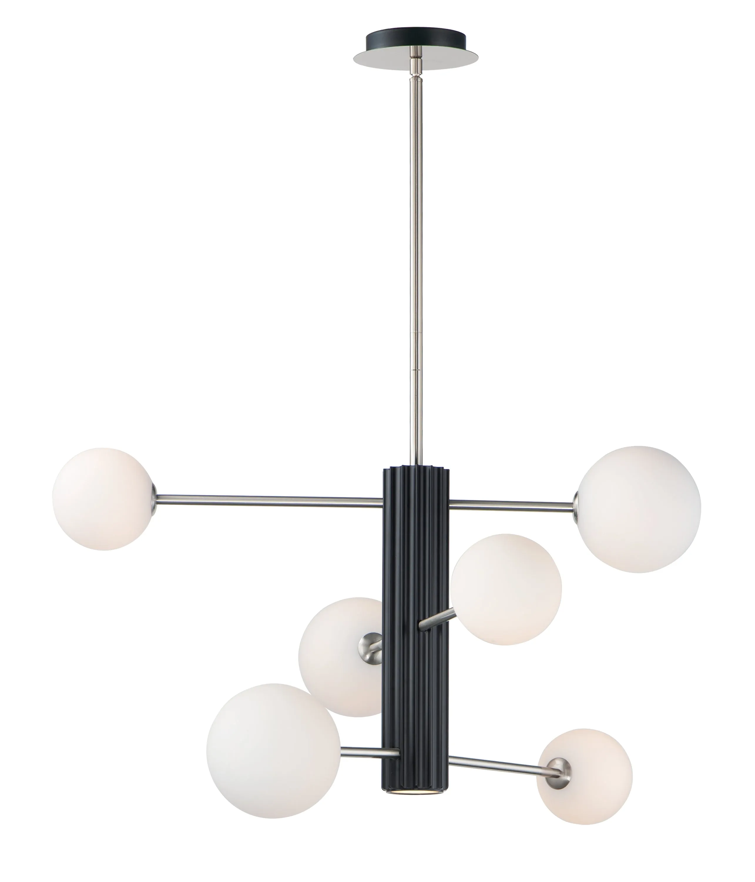 Cog 7-Light LED Chandelier in Black & Satin Nickel