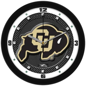 Colorado Buffaloes Wall Clock - Carbon Fiber Textured