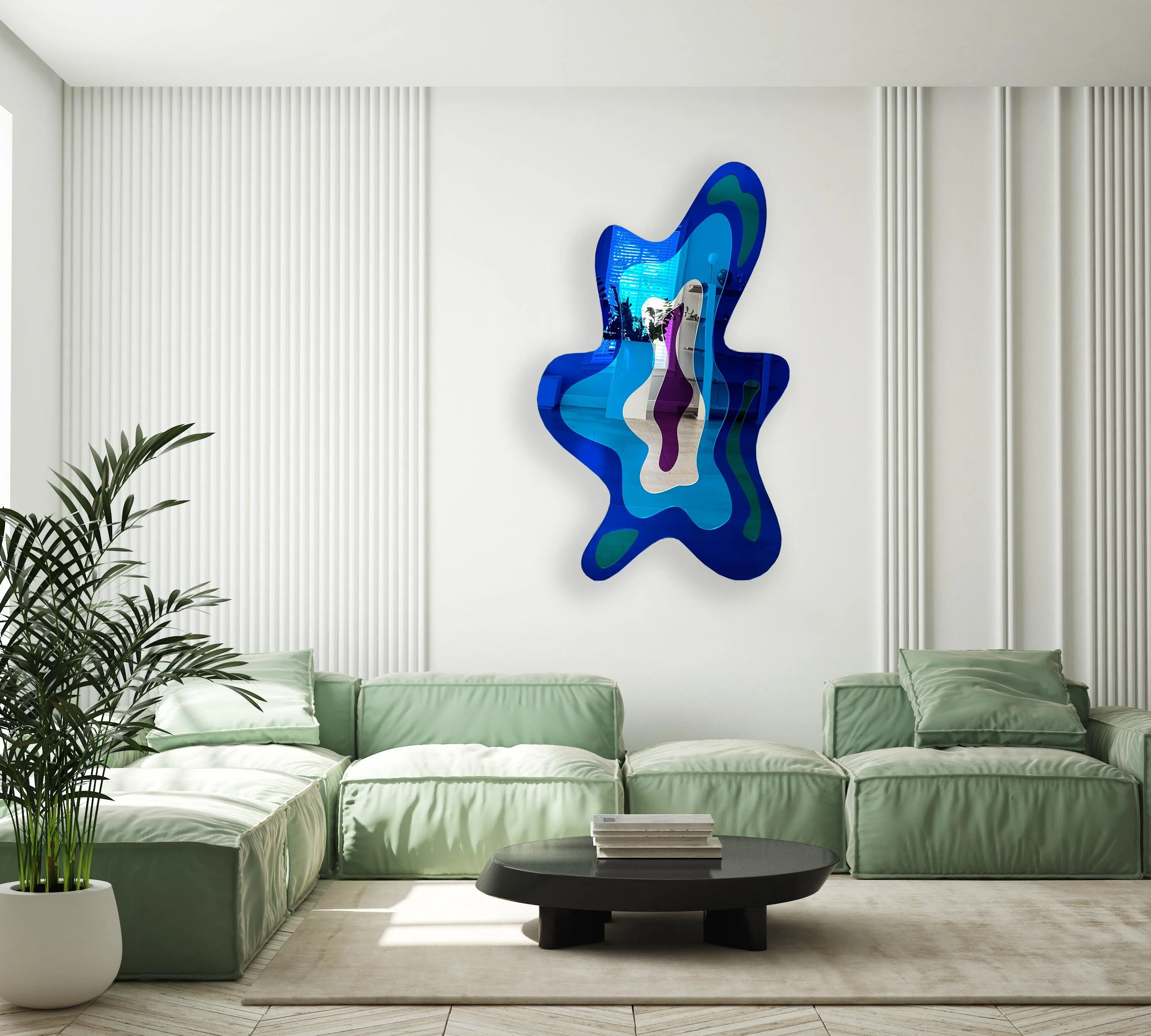 Contemporary Wall Art Mirrored Acrylic Blob