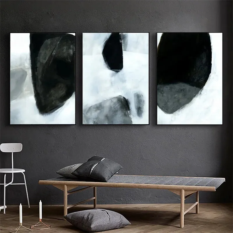 Dark Stones Abstract Wall Art Fine Art Canvas Prints Nordic Pictures For Modern Apartment Living Room Home Office Decor