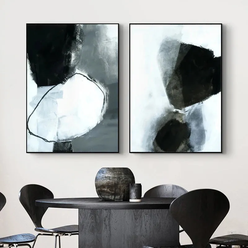 Dark Stones Abstract Wall Art Fine Art Canvas Prints Nordic Pictures For Modern Apartment Living Room Home Office Decor