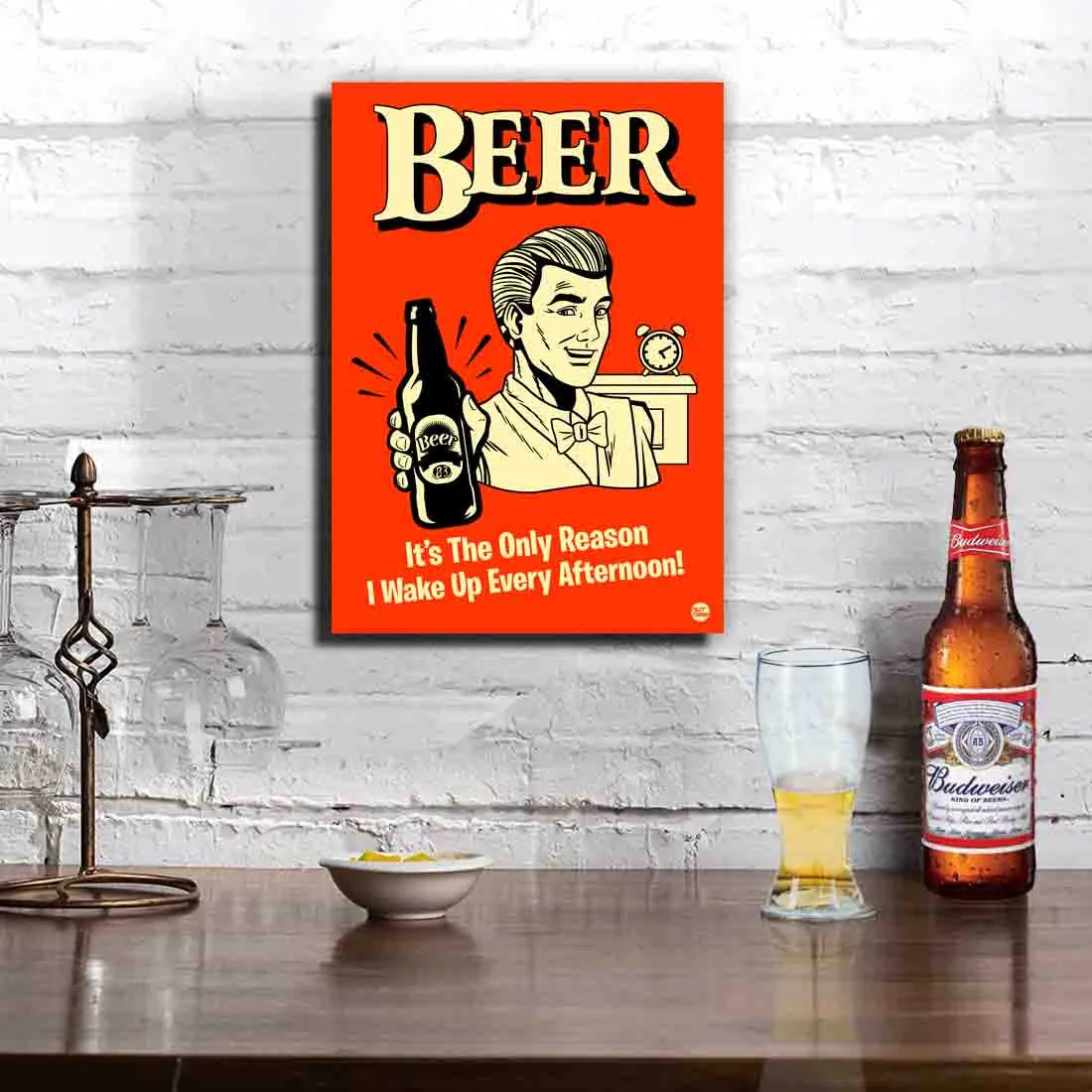 Designer Wall Art for Bar Living Room Hanging Decor for Home - Beer Reason I wake Up