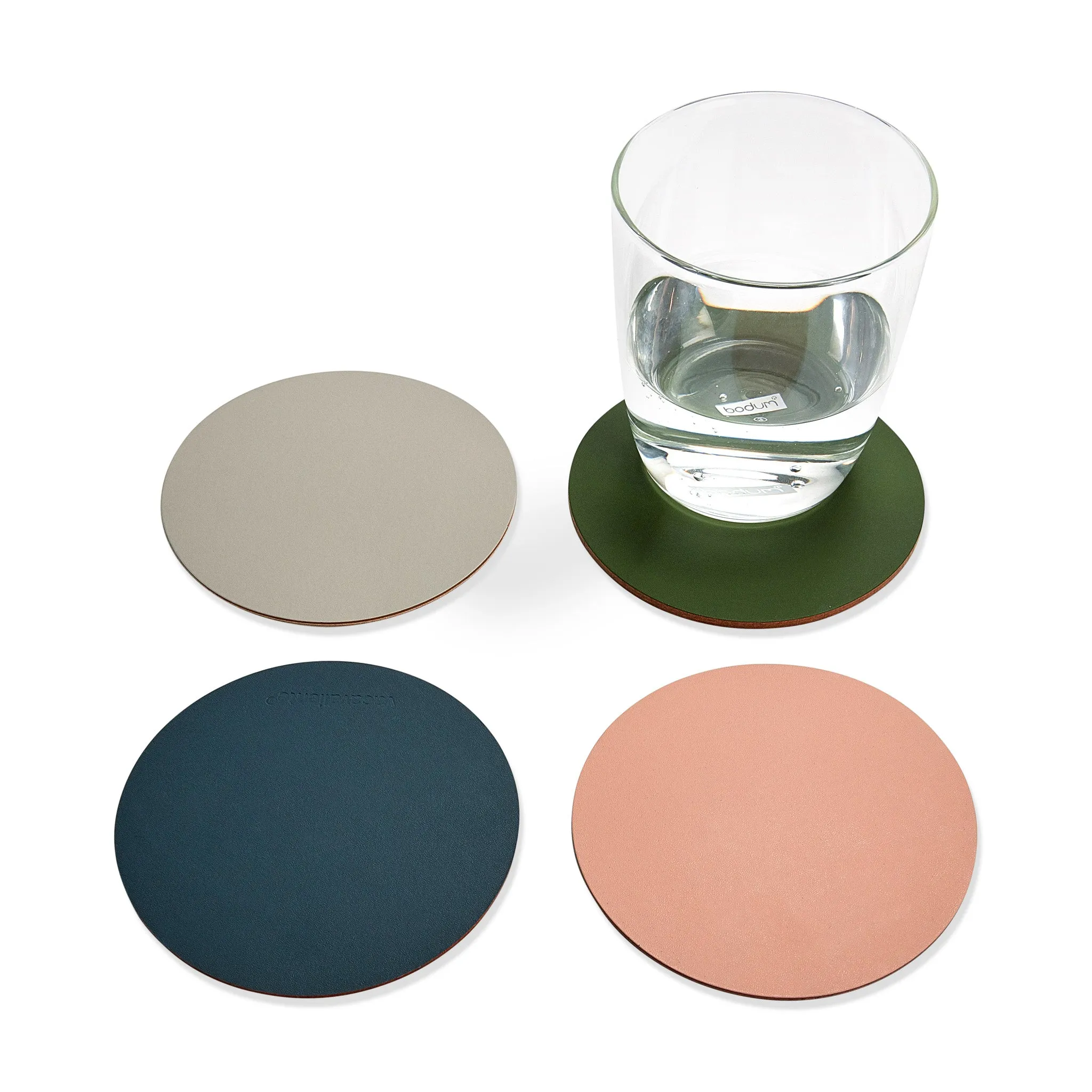 Dual-Sided Recycled Leather Coasters – Set of 4