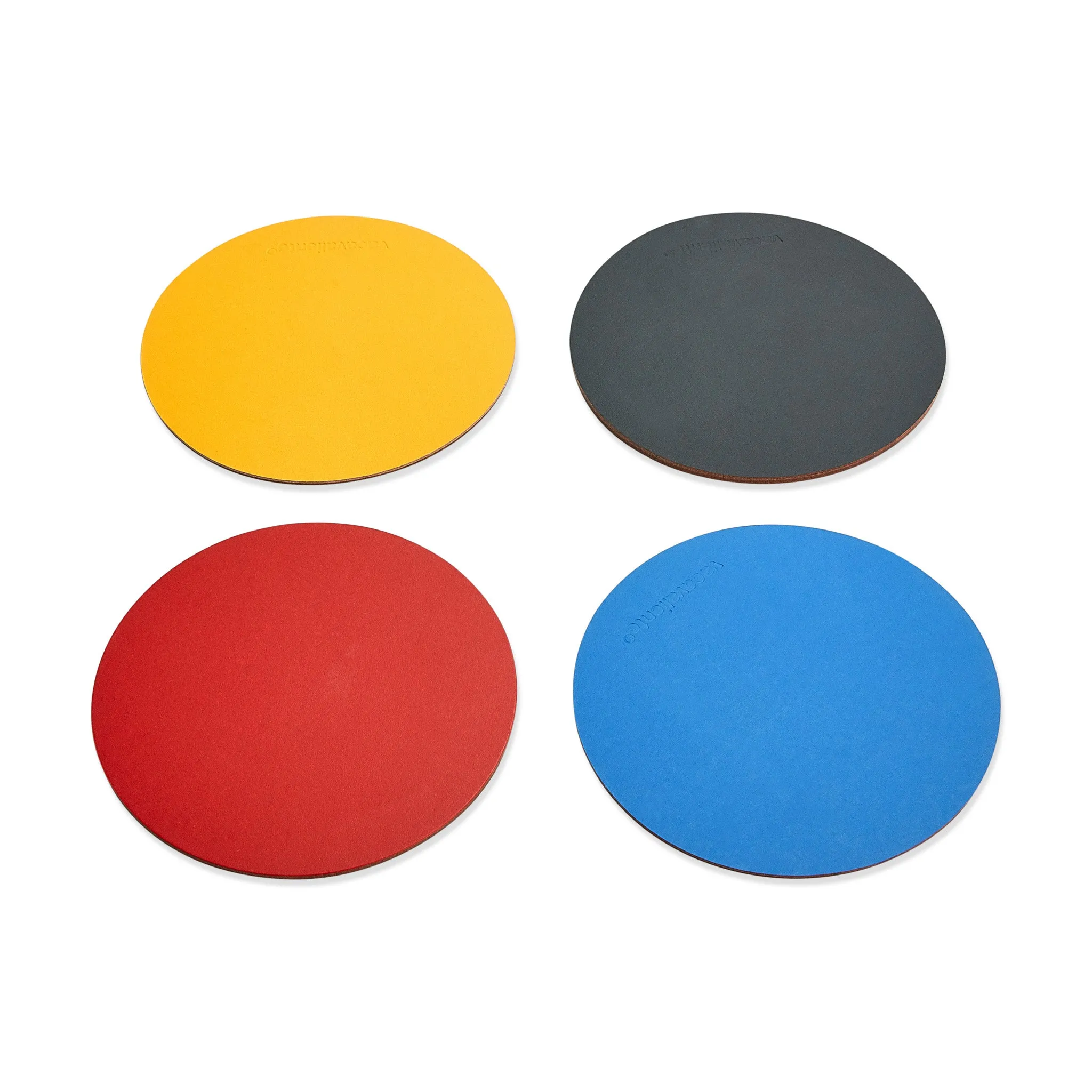 Dual-Sided Recycled Leather Coasters – Set of 4