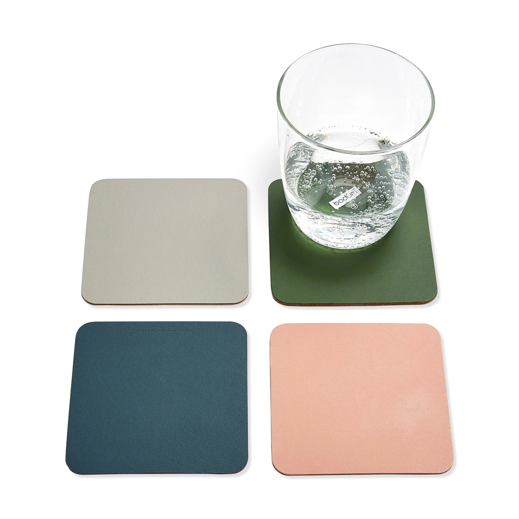 Dual-Sided Recycled Leather Coasters – Set of 4